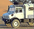 BACKES-MERCEDES-UNIMOG ... always enough space ... and ... with a fridge ... cold beer ... and so ... here in NAMIBIA 1999